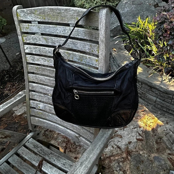 Cole Haan Black Leather and Canvas Handbag - Picture 4 of 12